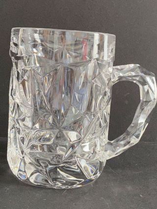 Tiffany Crystal Art Glass Rock Cut Beer Stein Tankard Mug Vintage Marked