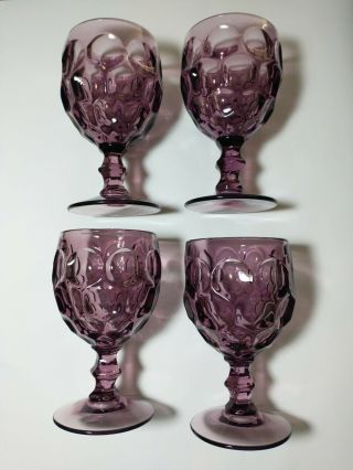 Imperial Glass Provincial Purple Amethyst Water Wine Goblets Thumbprint Set Of 4