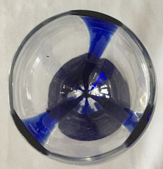 Vintage Blue Wine Glass 16 Oz.  Hand - Blown Art Glass 9 " Tall Single Glass