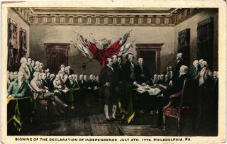 Vintage Postcard - Signing Of The Declaration Of Independence 1776 1782