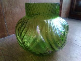 Kralik Loetz? Irridescent Green Art Glass Posy Vase A/f