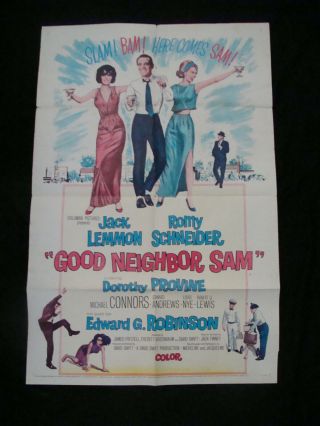 Good Neighbor Sam Movie Poster Jack Lemmon Romy Schneider 1964 One Shee