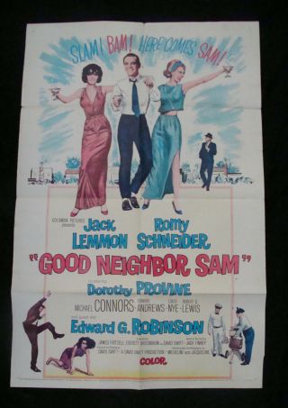 GOOD NEIGHBOR SAM movie poster JACK LEMMON ROMY SCHNEIDER 1964 One shee 2