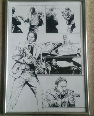 John Wick Inspired Art Work.  Collectable Movie Art.  Signed By Artist.  A3 Size.