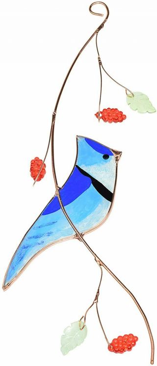 Blue Jay Stained Glass Sun Catcher For Window Hanging A Lovely Gift For Your Fam