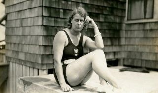 Bc260 Vtg Photo Swim Suit Woman At Pond Point,  Milford Ct C 1932