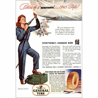 1943 General Tire: Picture Of A Debutante 1943 Style Vintage Print Ad