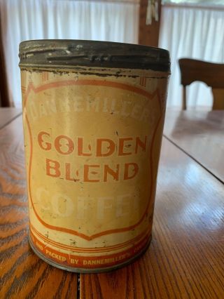Vintage Golden Blend Tin - Can By Dannemiller Coffee Co.  Canton Oh