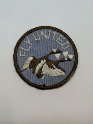 Vtg Fly United Embroidered Sew On Patch 3 " Badge Geese Airlines 1970 