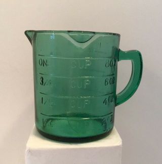 Vintage Depression Glass Measuring Cup 3 Spout Blue Green 1 Cup