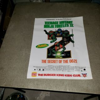 Teenage Mutant Ninja Turtles 2 Movie Poster 1991 Burger King