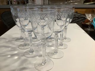 Vintage Fostoria Holly Clear Water Goblets Set Of 10 7.  78” X 3”
