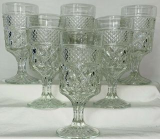 6 Anchor Hocking Wexford Crystal 6 1/2 " - 10 Oz Footed Water Goblets