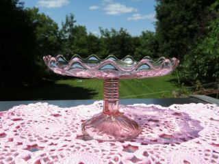 Vintage Pink Small Glass Cake Plate/stand Cottage Charming Home