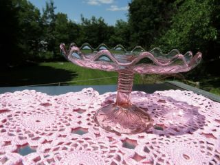 Vintage Pink Small Glass Cake Plate/Stand Cottage Charming Home 2
