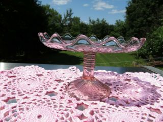 Vintage Pink Small Glass Cake Plate/Stand Cottage Charming Home 3