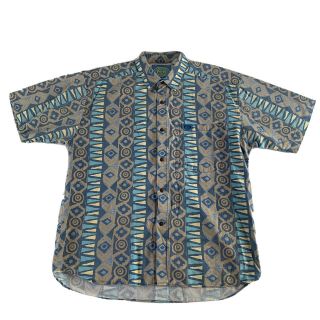 Vintage Pacific Coast Highway Button Up Shirt Large Geometric Hawaiian 90s