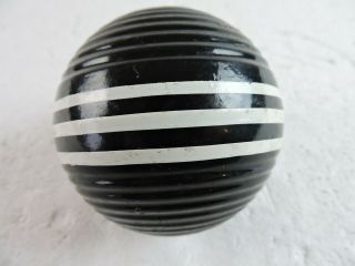 Vintage Forster Black Croquet Ball 3 Stripe Ribbed 11 1/4 " Circumference