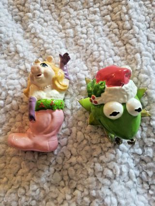 Vintage 1979 Kermit & Miss Piggy - Christmas Ornament Jim Henson Muppets 1981&1979