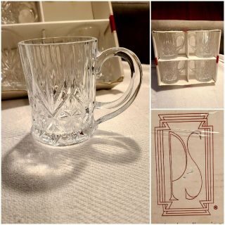 Vintage Paul Sebastian Ps Set Of 4 Mugs Fine Crystal