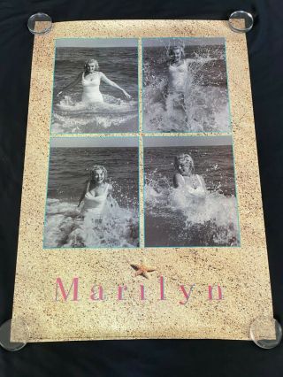 Vintage Marilyn Monroe In Water Beach Poster 1991 24 " X36 "