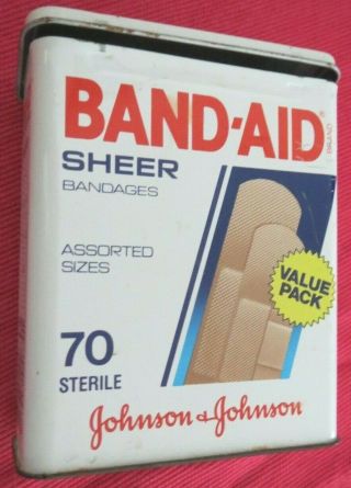 Vintage Johnson Johnson Metal Band Aid Tin / Box 70 Bandages Empty Value Pack