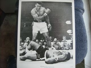 Vintage Muhammad Ali Vs Sonny Liston Cardboard Poster (public Library) Stamped