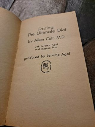 Vintage Fasting The Ultimate Diet by Allan Cott M.  D.  Paperback 1975 Acceptable 2