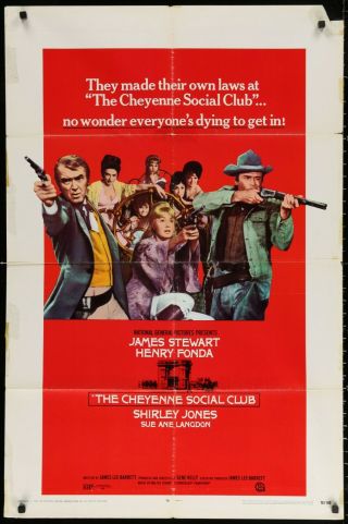 Cheyenne Social Club Henry Fonda 1970 1 - Sheet Movie Poster 27 X 41 A