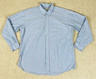 Vintage Ll Bean Mens Xl Long Sleeve Cotton Button Front Dress Shirt Made In Usa