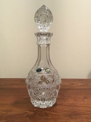 Bohemian Decanter With Stopper Crystal Cut To Clear Czech