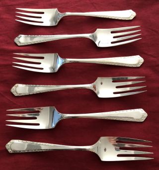 Set Of 6 Vintage Silver Plated Art Deco Cake/pastry Forks C.  1930’s