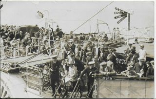 Vintage Postcard,  Unidentified Crowd,  Ferry (queen) Cowes,  Ryde,  Southsea,  1929,  Rp