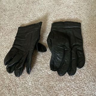 Vintage Black Leather Driving Gloves Size Large 100 Cashmere Lined Warm