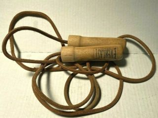 Vintage Everlast Leather Jump Rope W/ Wood Handles - Model 4477 (9 1/2 Ft.  Long)