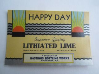 Of 25 Old Vintage Happy Day Lithiated Lime Soda Labels Hastings Pa