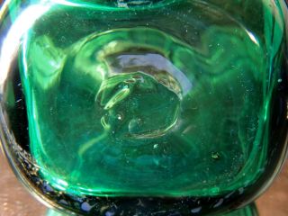 Blenko Hand Made Art Glass Green Bag Vase 8 1/4 inches tall 3