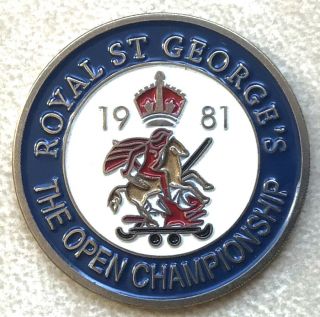 1981 Vintage British Open Hand Painted Embossed Old Golf Ball Marker 1 " Coin