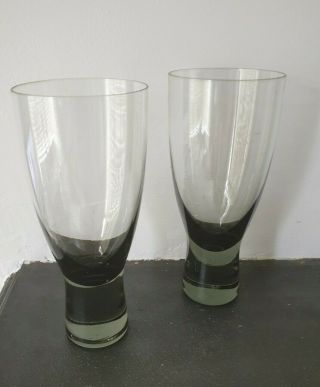 2 X Holmegaard Denmark Canada Per Lutken Grey Water Wine Glasses - 6 1/4 "