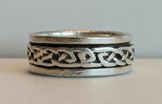Vintage Sterling Silver Celtic Spinner Ring 8.  7g Size 10.  5