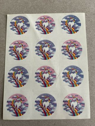 Vintage 80’s Lisa Frank Unicorn Stickers Sheet 1988 Rainbow Sticker S105 80s