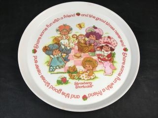 Vintage Strawberry Shortcake Plate 8 " Dish Plastic Tray Silite 1980s