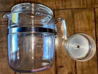 Vintage Pyrex Flameware 9 Cup Glass Coffee Pot Percolator,  Strainer & Lid Only