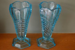 George Davidson Chevron Blue Vases