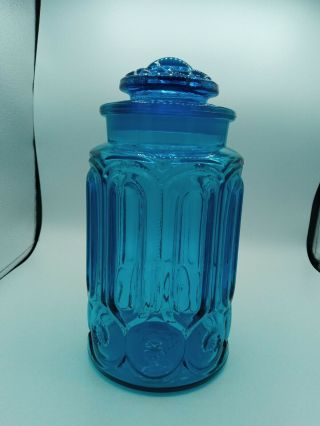 L.  E.  Smith Blue Moon And Stars Canister 11 " Tall 5 3/4 " Round (bx46)