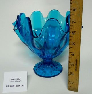 Blue Swung Vase Pottery & Glass Vintage Blue Swung Vase Glass Glassware