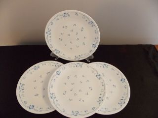 " For Stonecanoeranch Only " 4 Corelle Provincial Blue Luncheon Plates - 8 1/2”