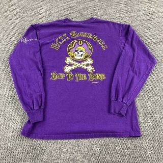 Vintage Ecu East Carolina Pirates Baseball T Shirt Adult Medium College Purple