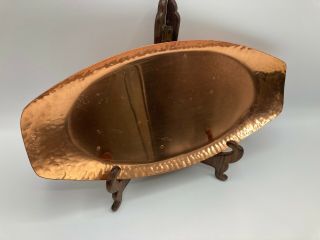Vintage Copper Hammered Oval Serving Tray