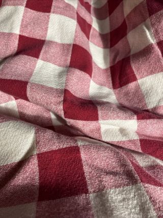 Vintage Red & White Plaid Print Cotton Tablecloth 48 " X 60 "